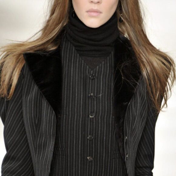 Ralph Lauren Collection ~ Black Wool Pinstripe Waistcoat Gilet Vest - Picture 15 of 16